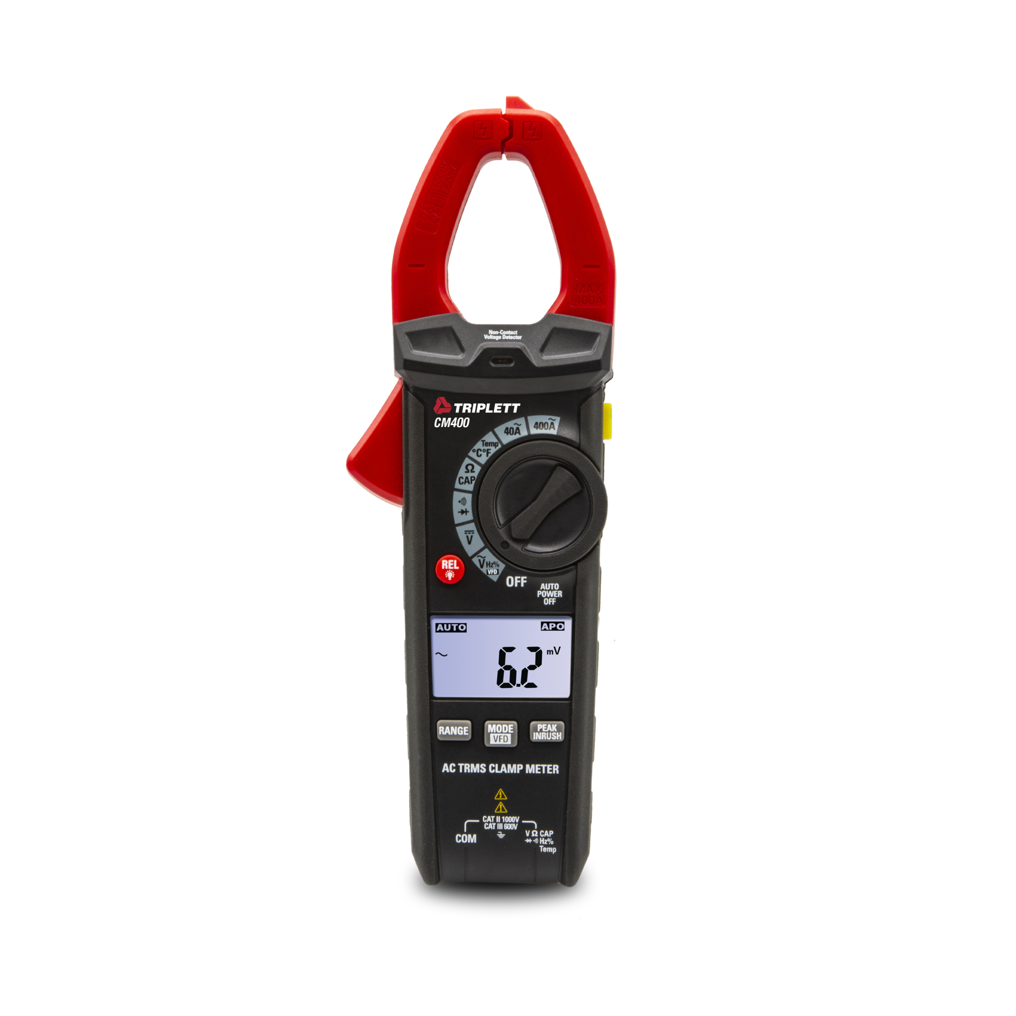Triplett True RMS Clamp Meter — 400A AC, 4000 Count LCD, Model# CM400